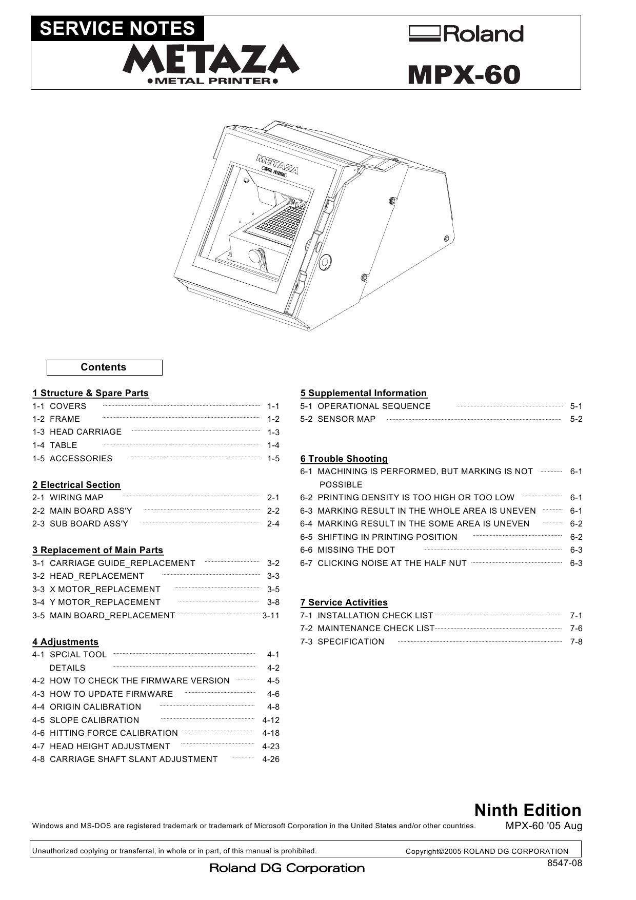 Roland METAZA MPX 60 Service Notes Manual-1